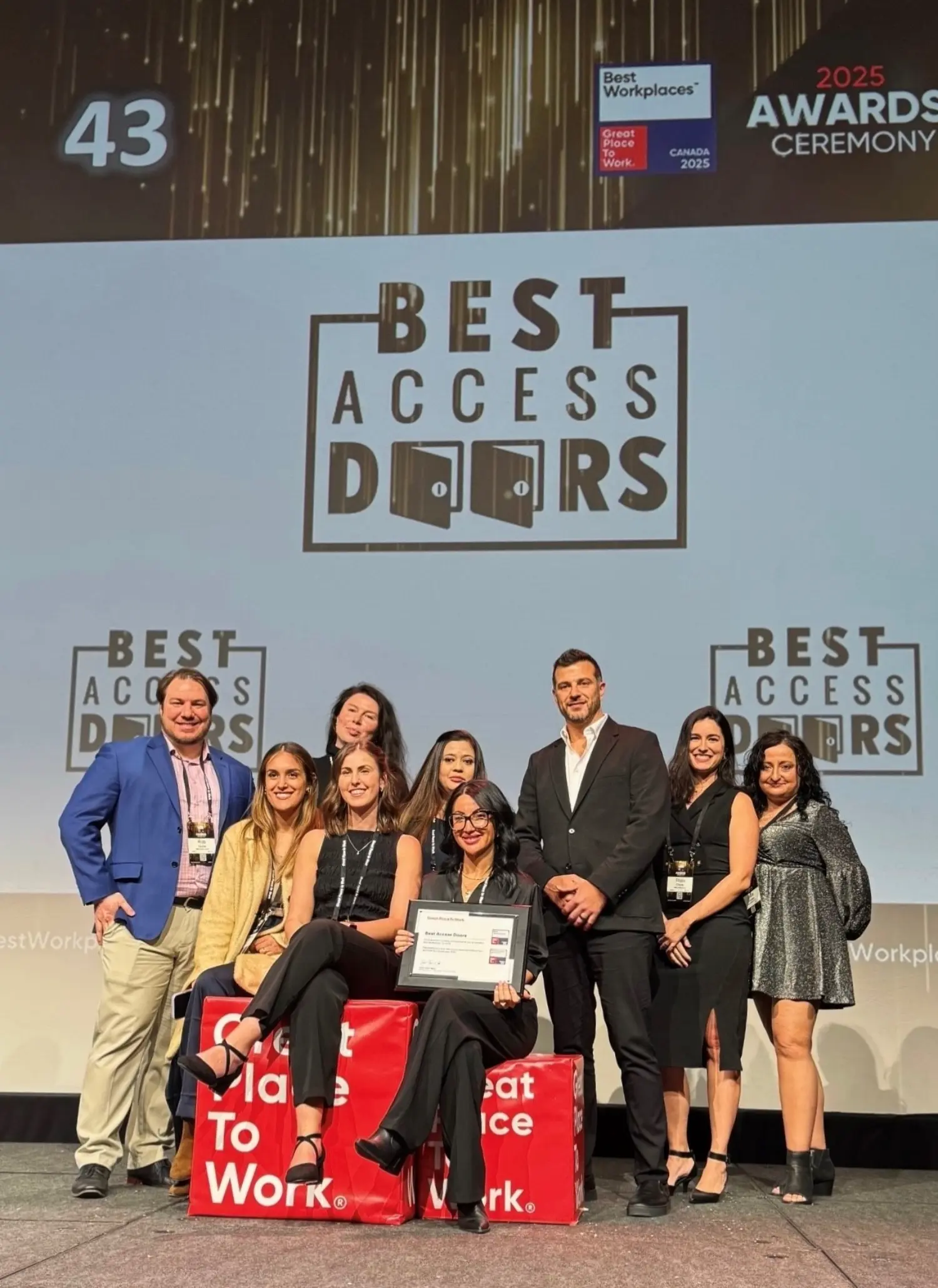 The Best Leadership team accepting the Best Workplaces in Canada award in 2025.