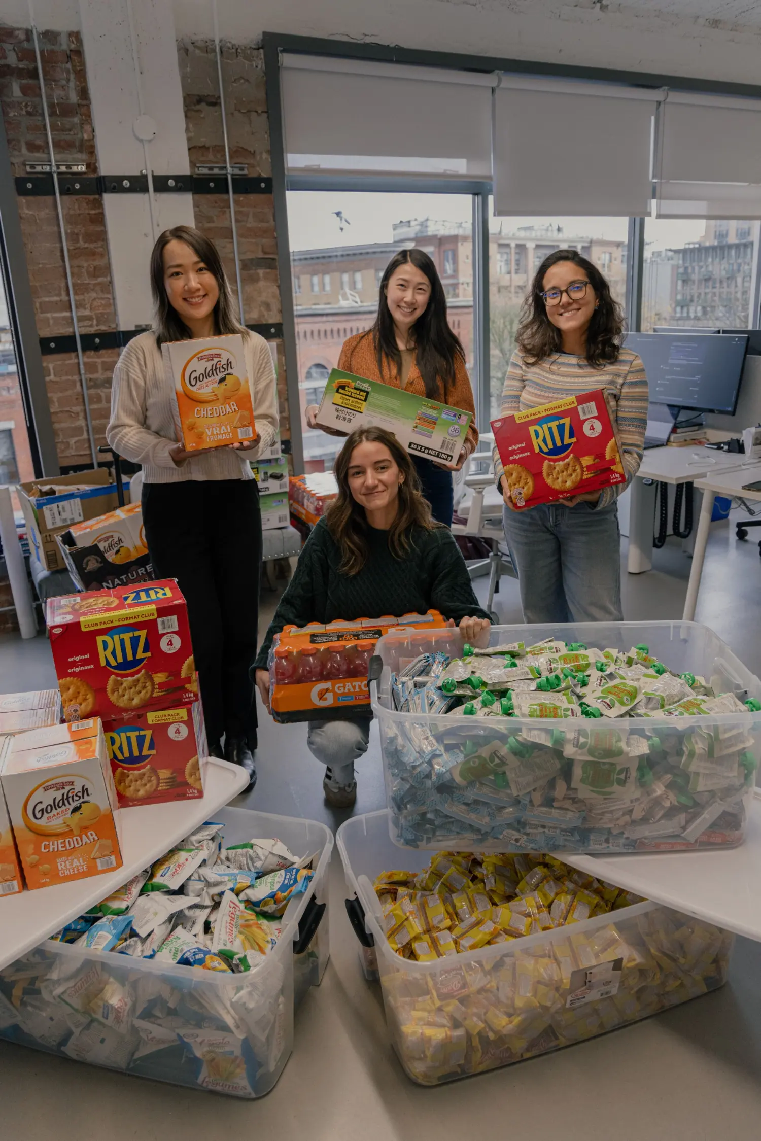 Getting ready to deliver snack donations to Strathcona Elementary School.