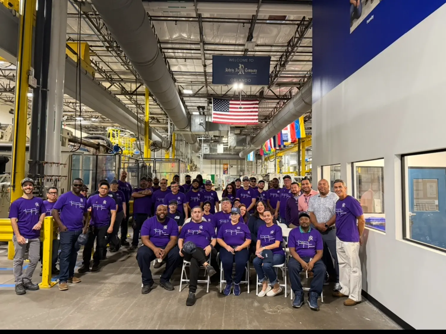 Our Orlando plant celebrates its new office remodel at a town hall.