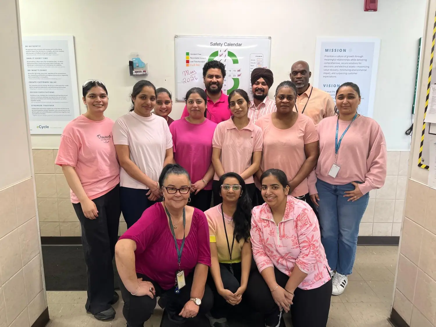 Our social committee is very active! Here is pink shirt day to raise awareness for Breast Cancer in October.