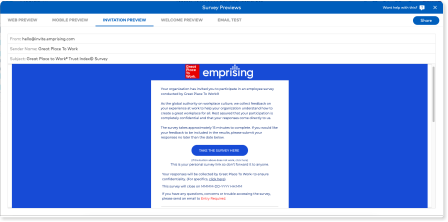 Customize Survey Invitation